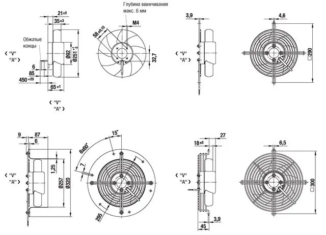 Габаритные размеры A1G250-AH37-52