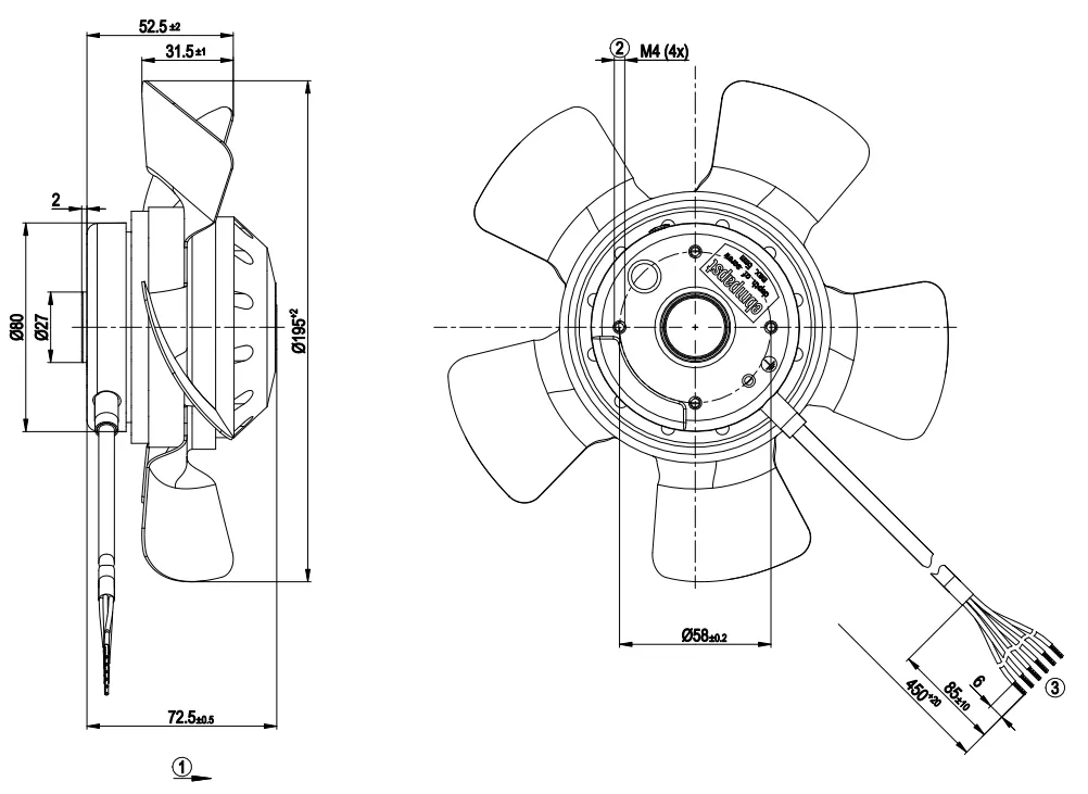 Габаритные размеры A2D200-AA02-34