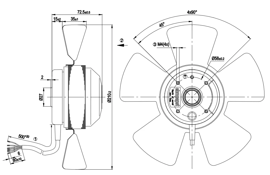 Габаритные размеры A2D210-AA02-11