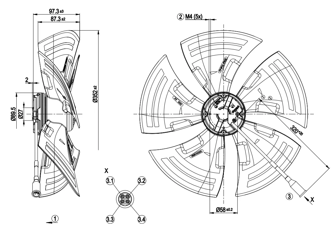 Габаритные размеры A3G350-AG03-06