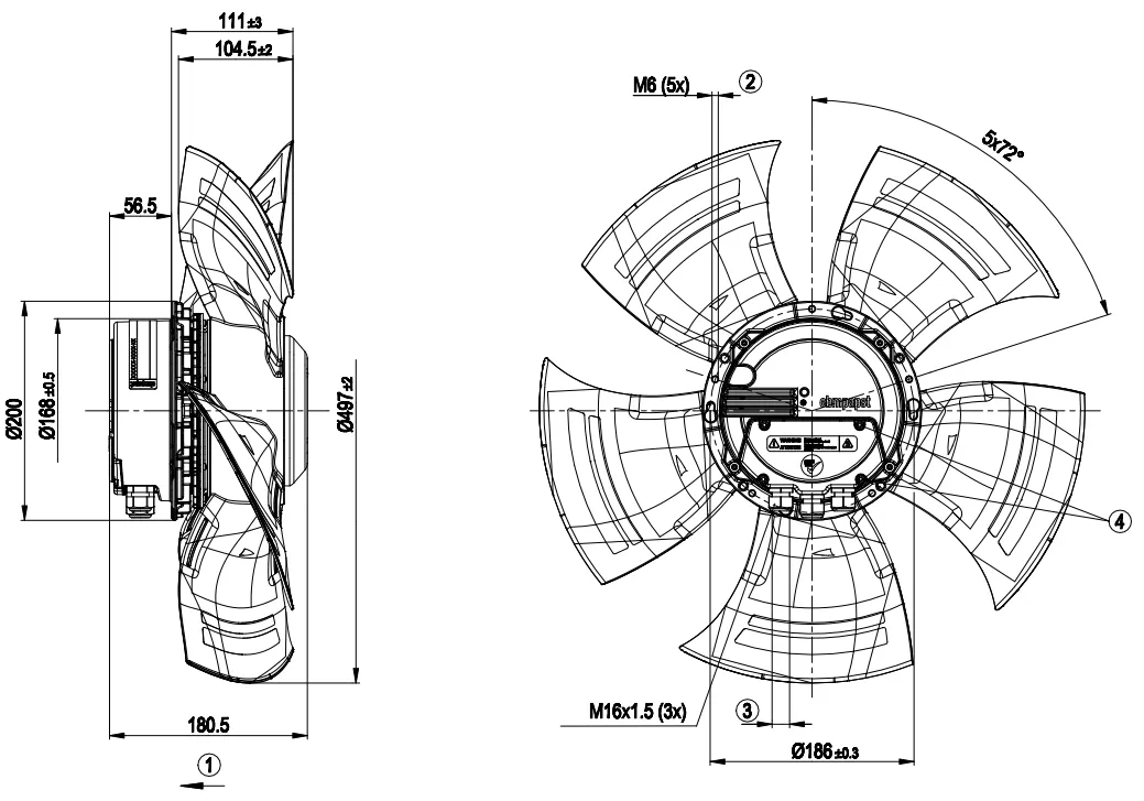 Габаритные размеры A3G500-AN33-90