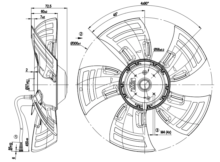 Габаритные размеры A4D300-AS34-16