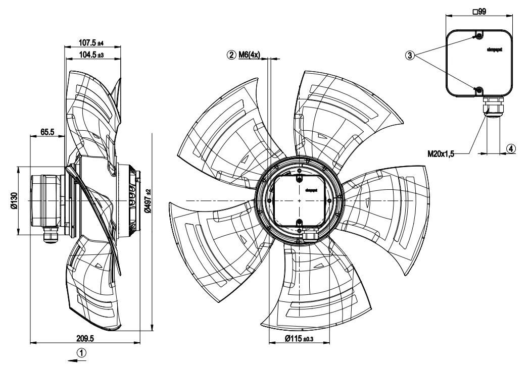 Габаритные размеры A4D500-AM03-01