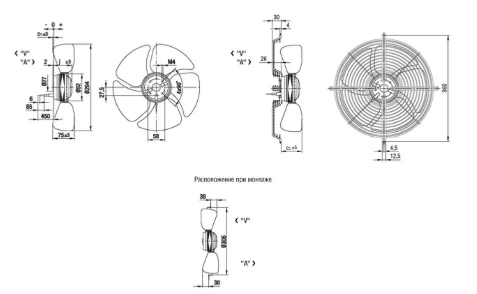 Габаритные размеры A4E300-AB01-18
