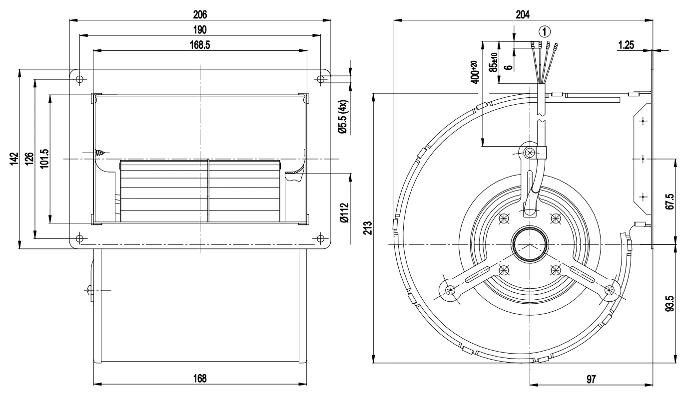 Габаритные размеры D2E133-CI33-56