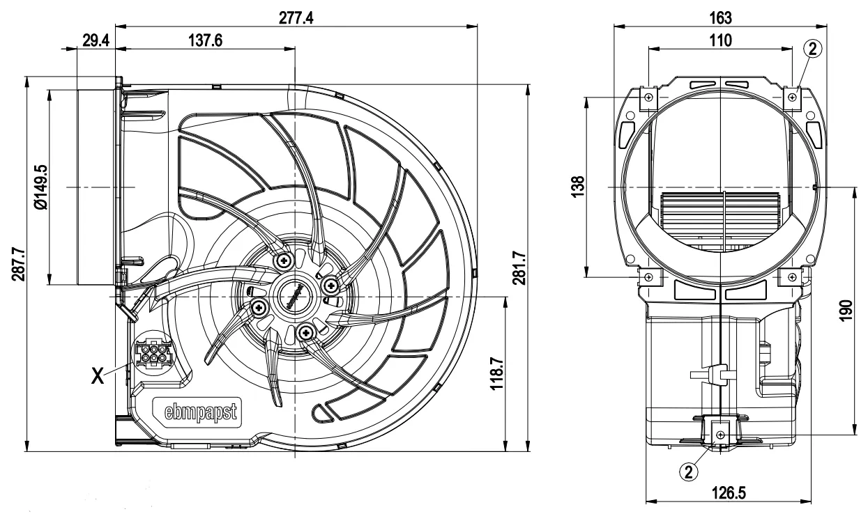Габаритные размеры D2E160-FI01-02