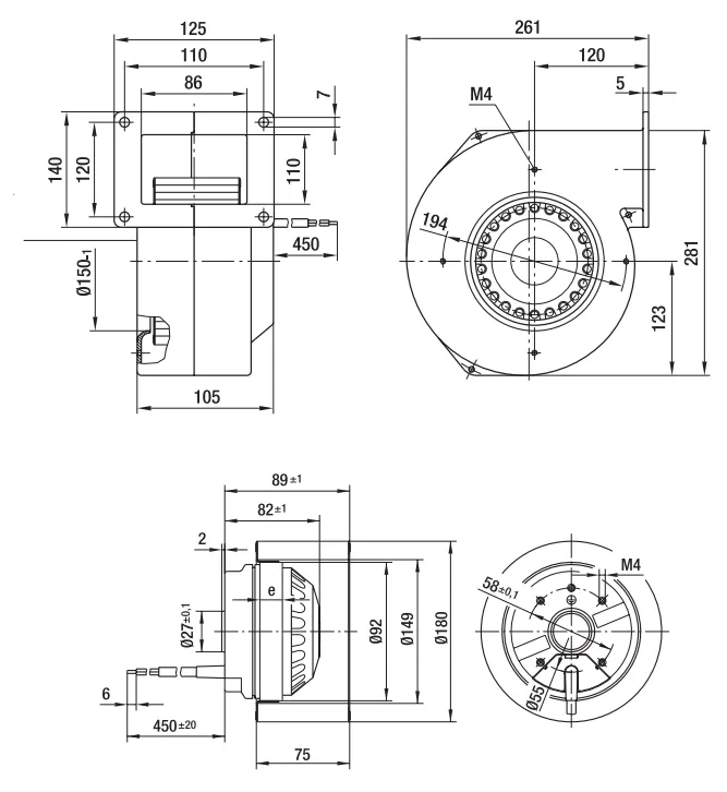 Габаритные размеры G2E180-EH03-01