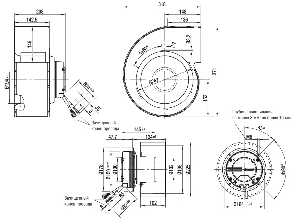 Габаритные размеры G3G225-AL36-81