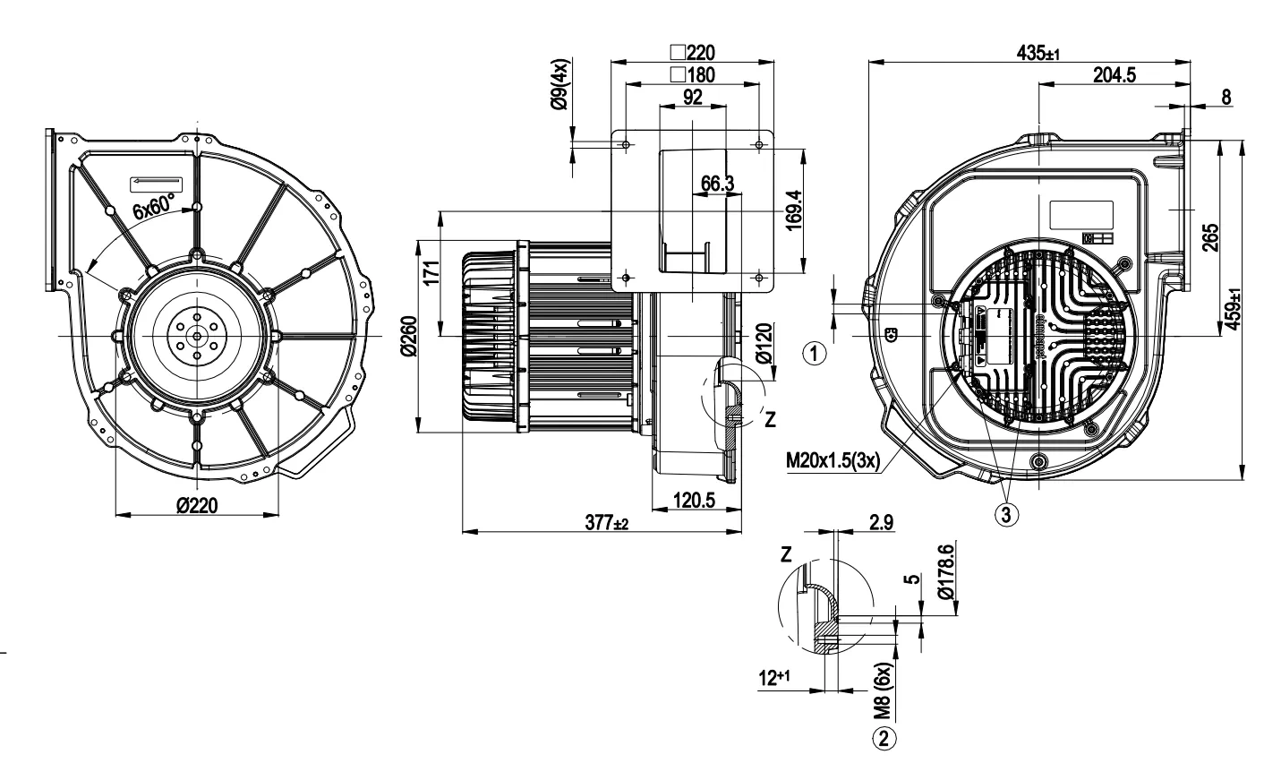 Габаритные размеры G3G250-MW50-01