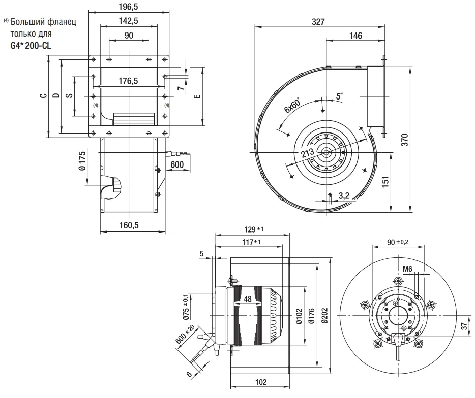 Габаритные размеры G4E200-CL03-01