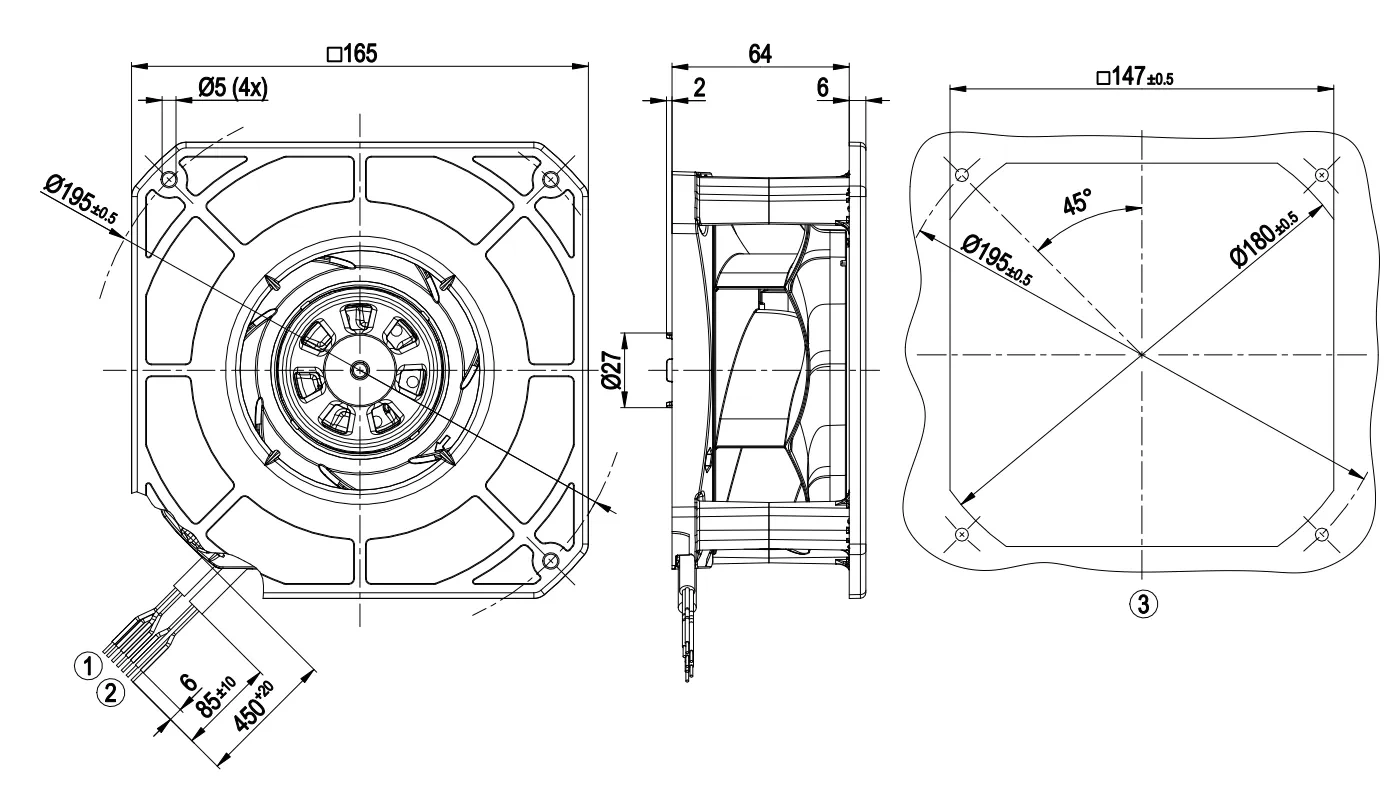 Габаритные размеры K3G133-RA01-03