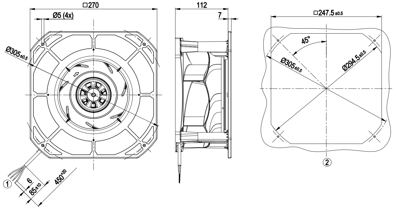Габаритные размеры K3G225-RD05-03