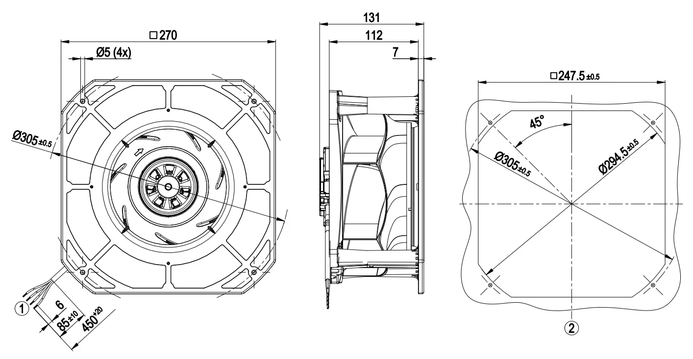 Габаритные размеры K3G225-RE07-01