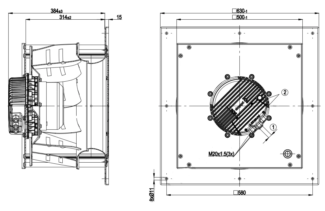 Габаритные размеры K3G500-AG06-03