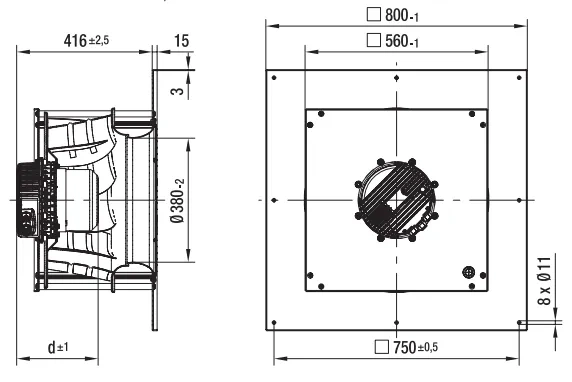 Габаритные размеры K3G560-AG07-03