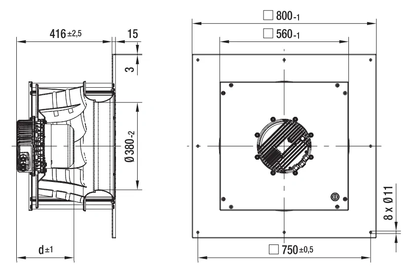 Габаритные размеры K3G560-AH02-03