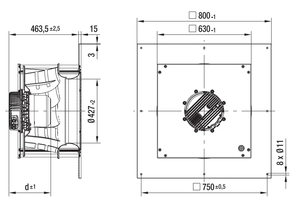 Габаритные размеры K3G630-AB06-03