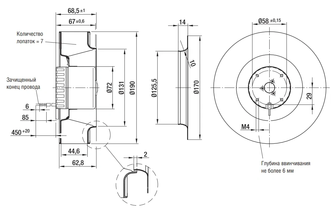 Габаритные размеры R1G190-AB25-02