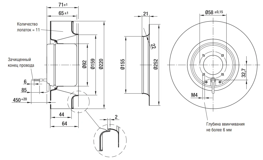Габаритные размеры R1G220-AB73-52