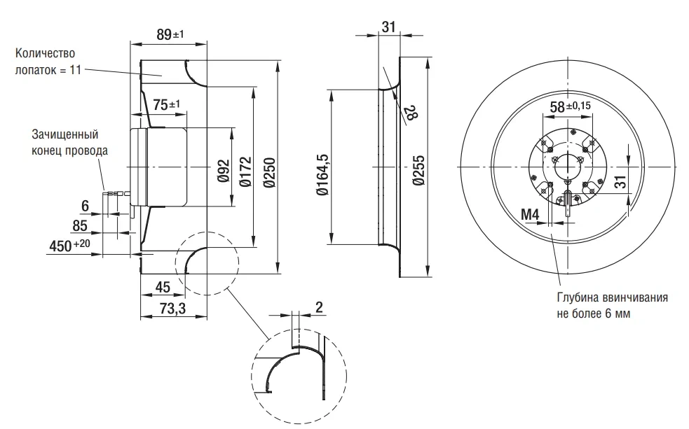 Габаритные размеры R1G250-AQ21-52