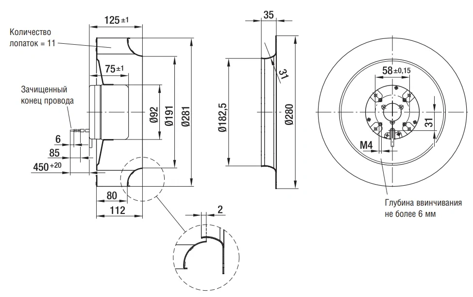 Габаритные размеры R1G280-AE47-52
