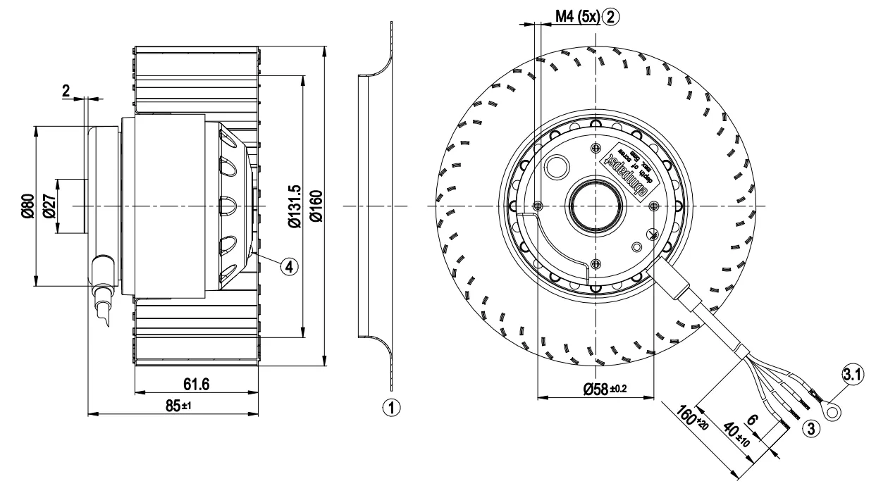 Габаритные размеры R2D160-AC02-13