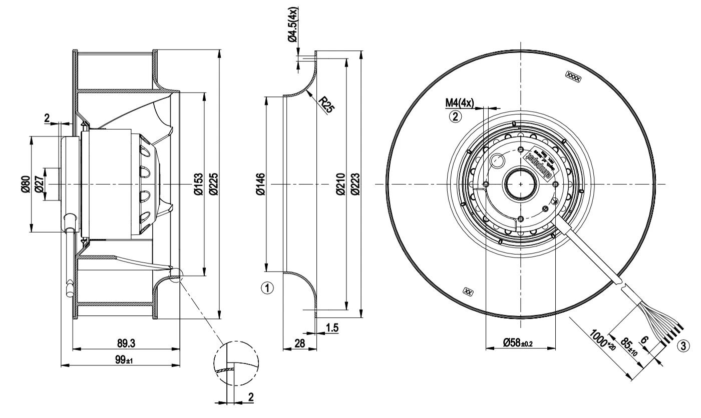 Габаритные размеры R2D225-AV02-21