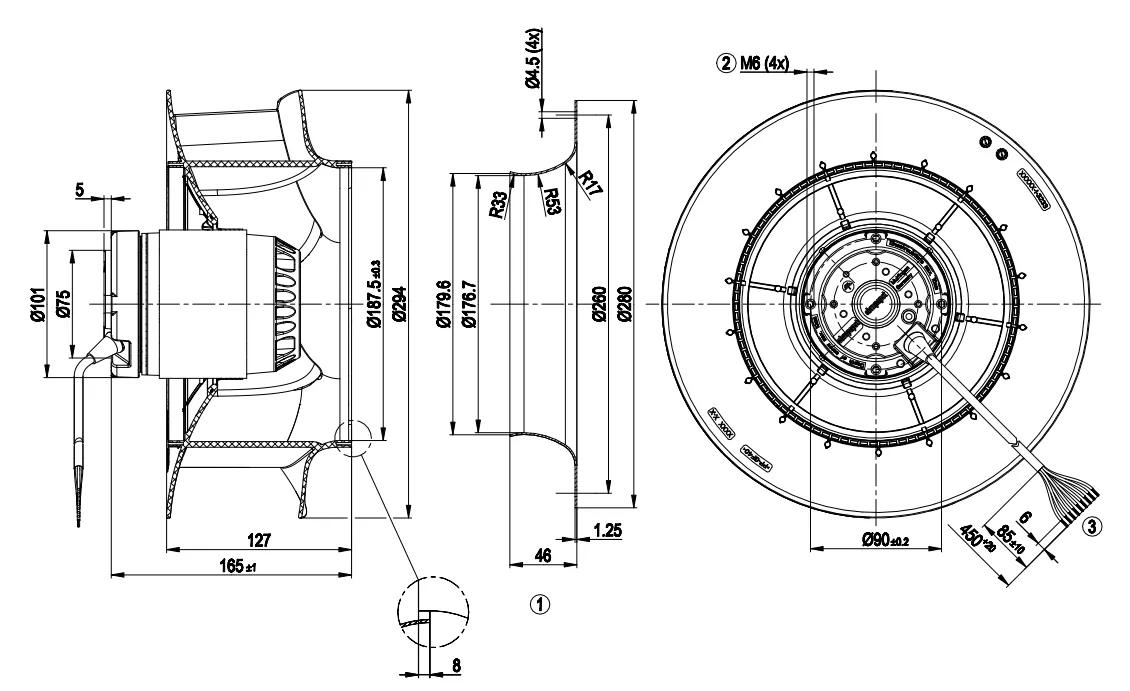 Габаритные размеры R2D280-RB06-01