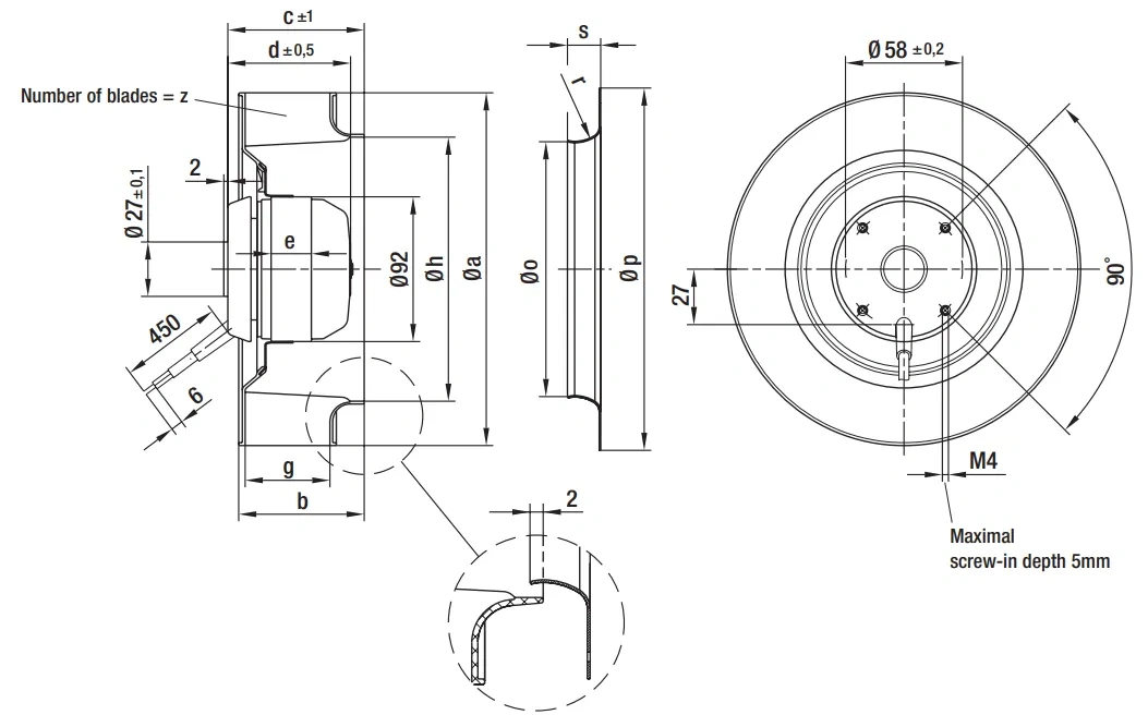 Габаритные размеры R2E250-AS47-32
