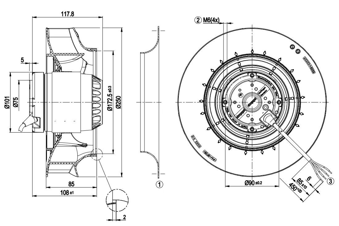 Габаритные размеры R2E250-RB06-01