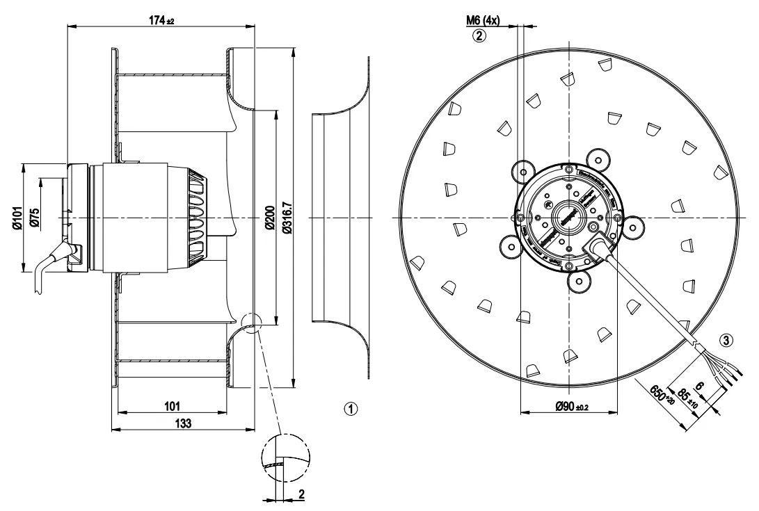 Габаритные размеры R2E310-AA01-09