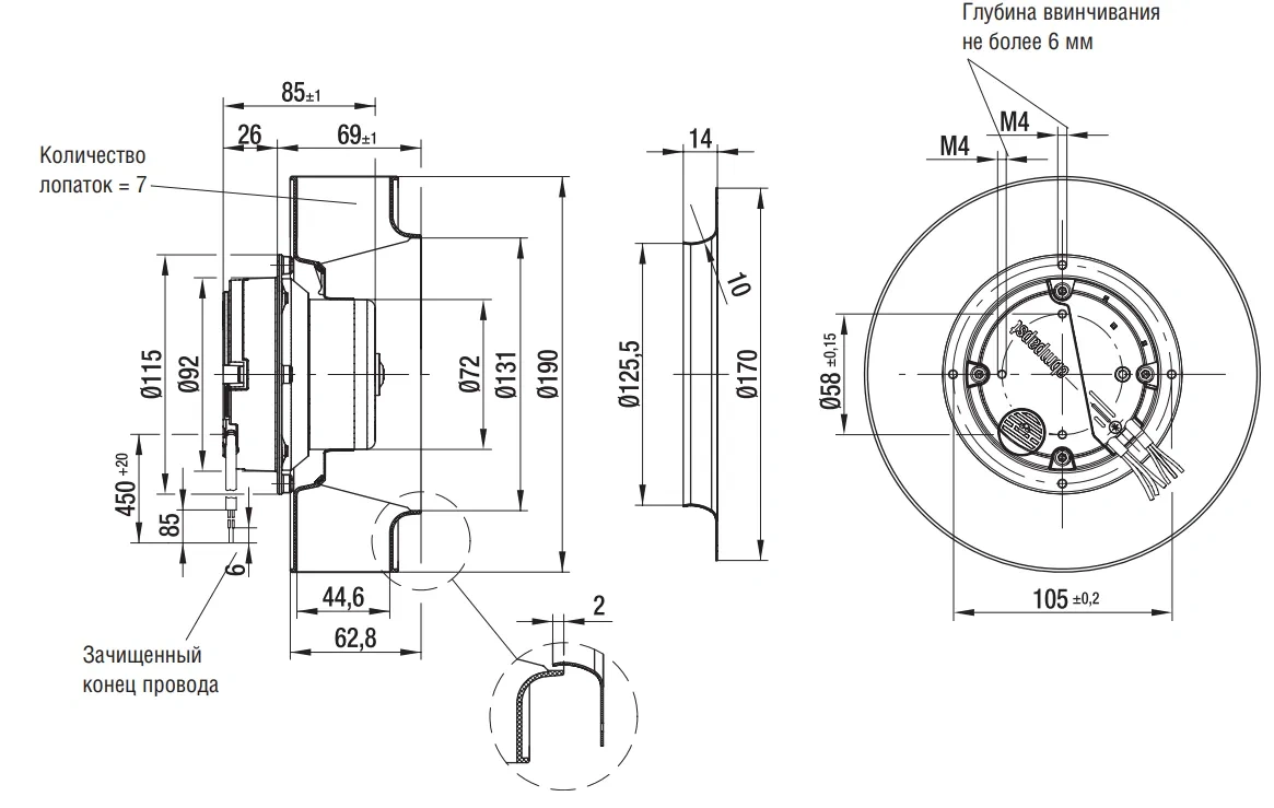 Габаритные размеры R3G190-AB07-02