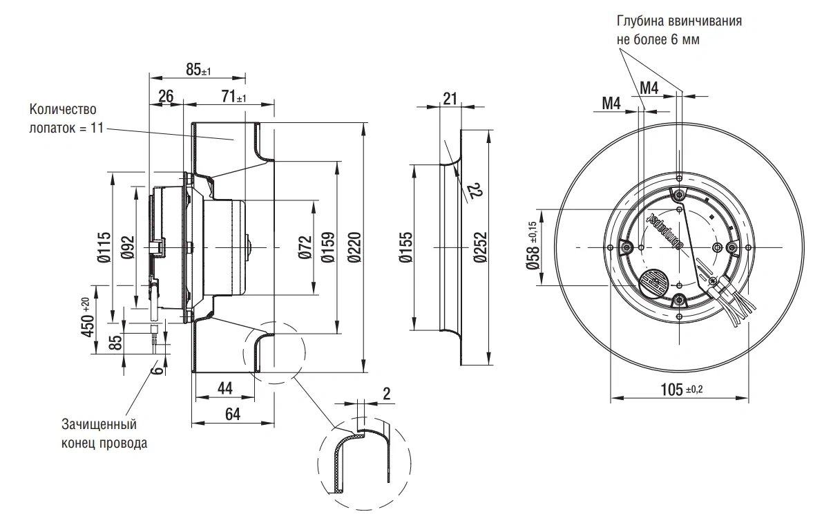 Габаритные размеры R3G220-AD11-02