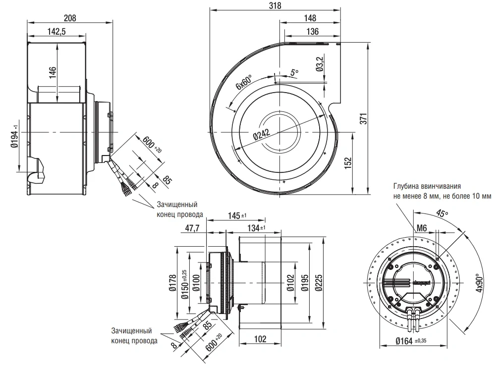 Габаритные размеры R3G225-AD29-71