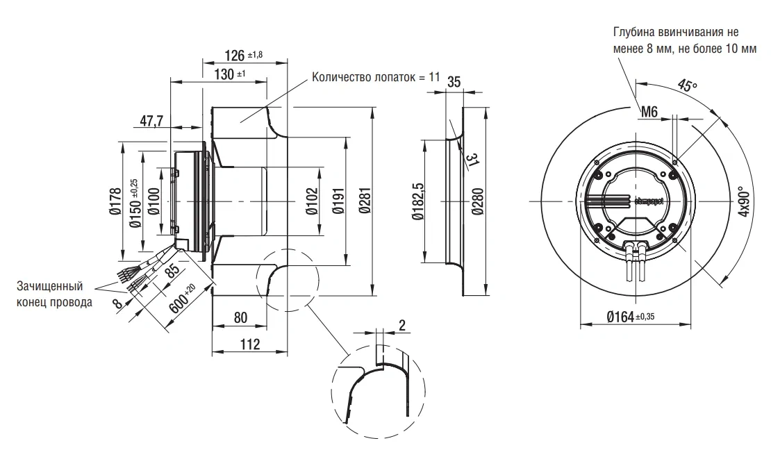 Габаритные размеры R3G280-AF23-81