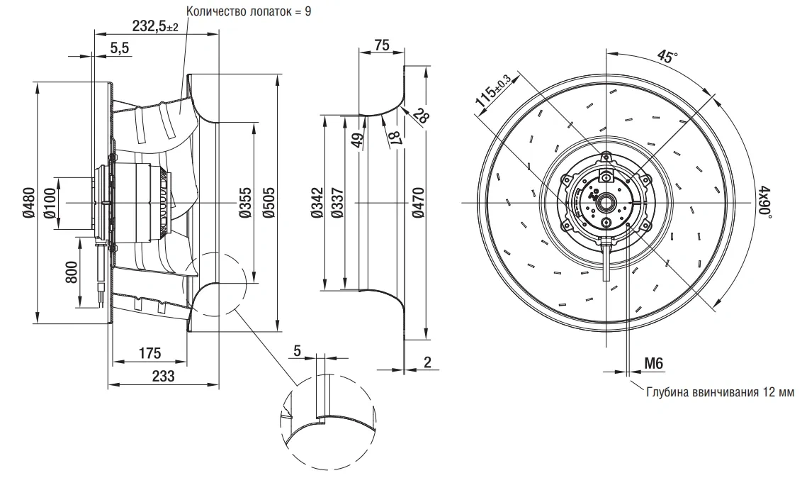 Габаритные размеры R6D500-AK01-01