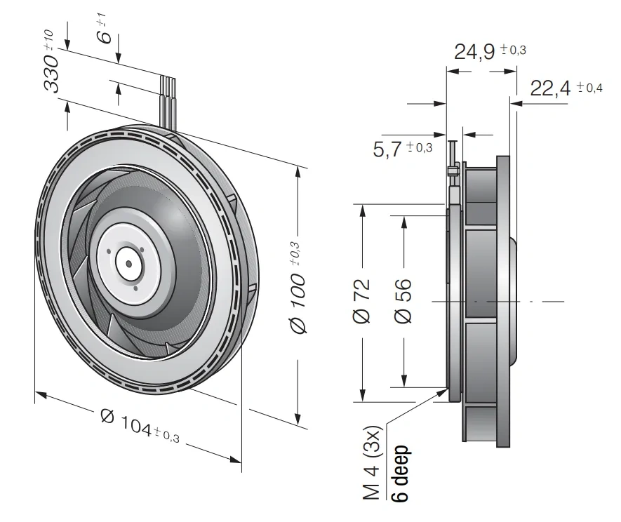 Габаритные размеры REF100-11-12