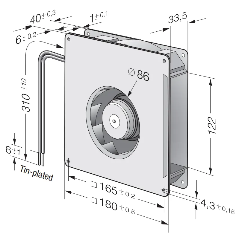 Габаритные размеры RG125-19-12NM