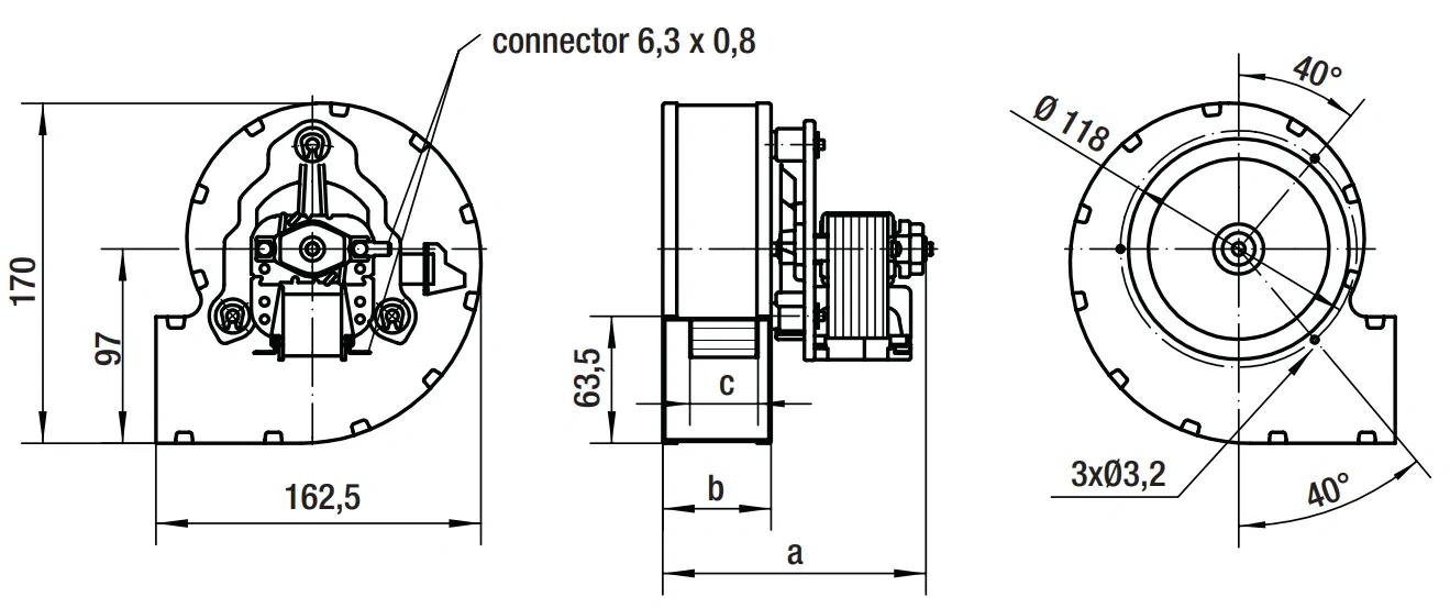 Габаритные размеры RLA108-0042-3030LH