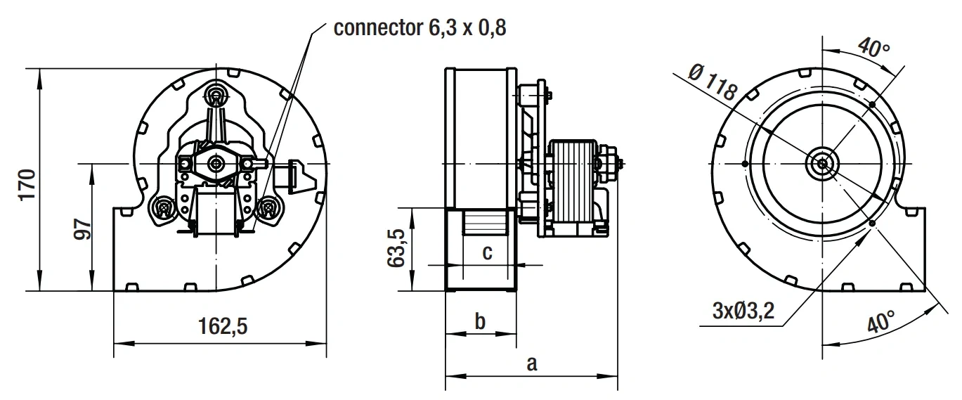 Габаритные размеры RLA108-3400-3030LH