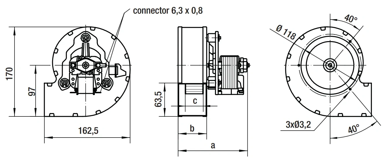 Габаритные размеры RLA97-0042-3030LH