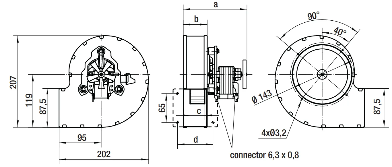 Габаритные размеры RLB130-3400-3038LH