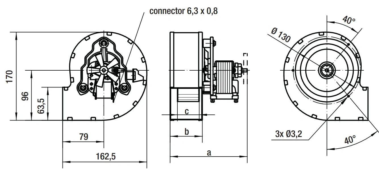 Габаритные размеры RLE120-3400-3030LH