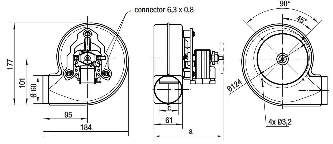 Габаритные размеры RLH120-0038-3038LH
