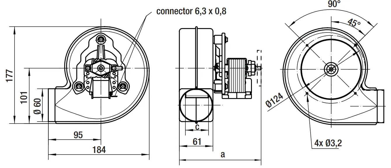 Габаритные размеры RLH120-3800-3038LH