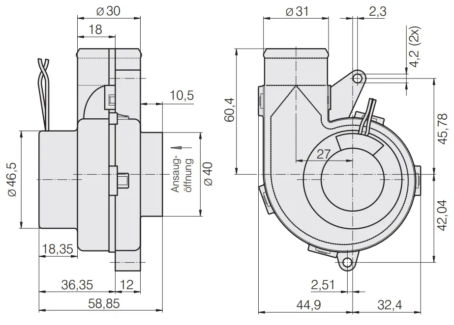 Габаритные размеры RV40-18-12L