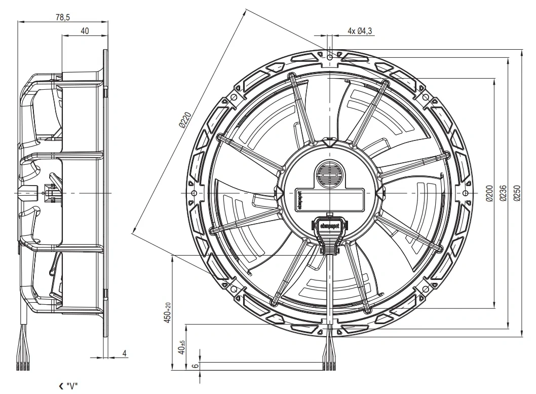 Габаритные размеры W1G200-EC87-34