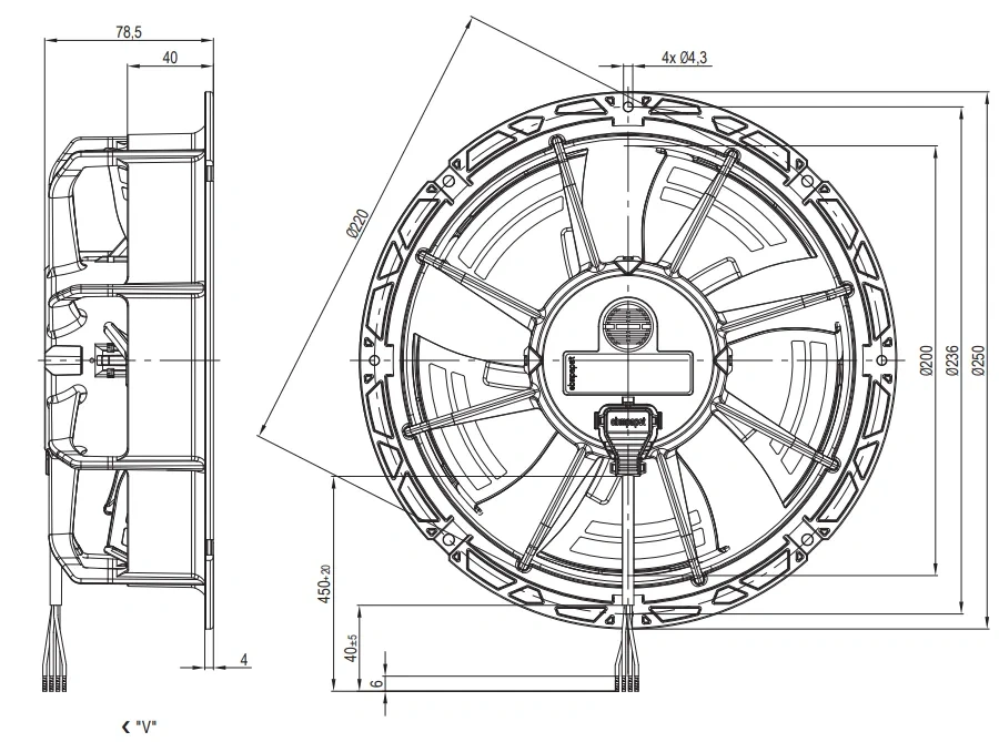 Габаритные размеры W1G200-EC91-45