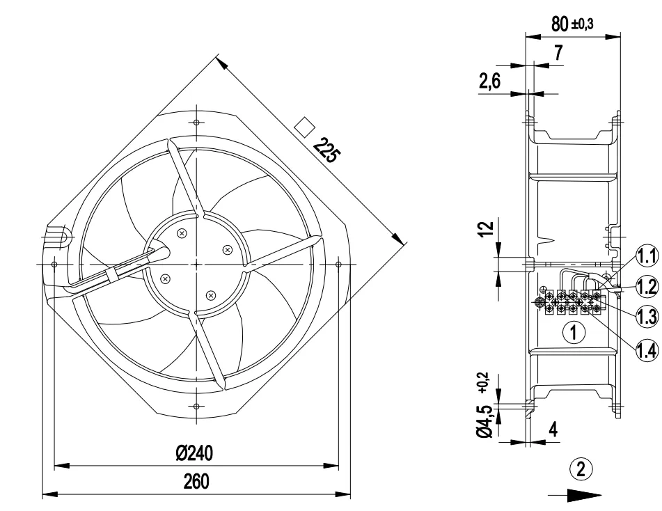 Габаритные размеры W1G200-HH01-52
