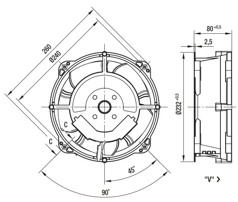 Габаритные размеры W2E208-BA86-01